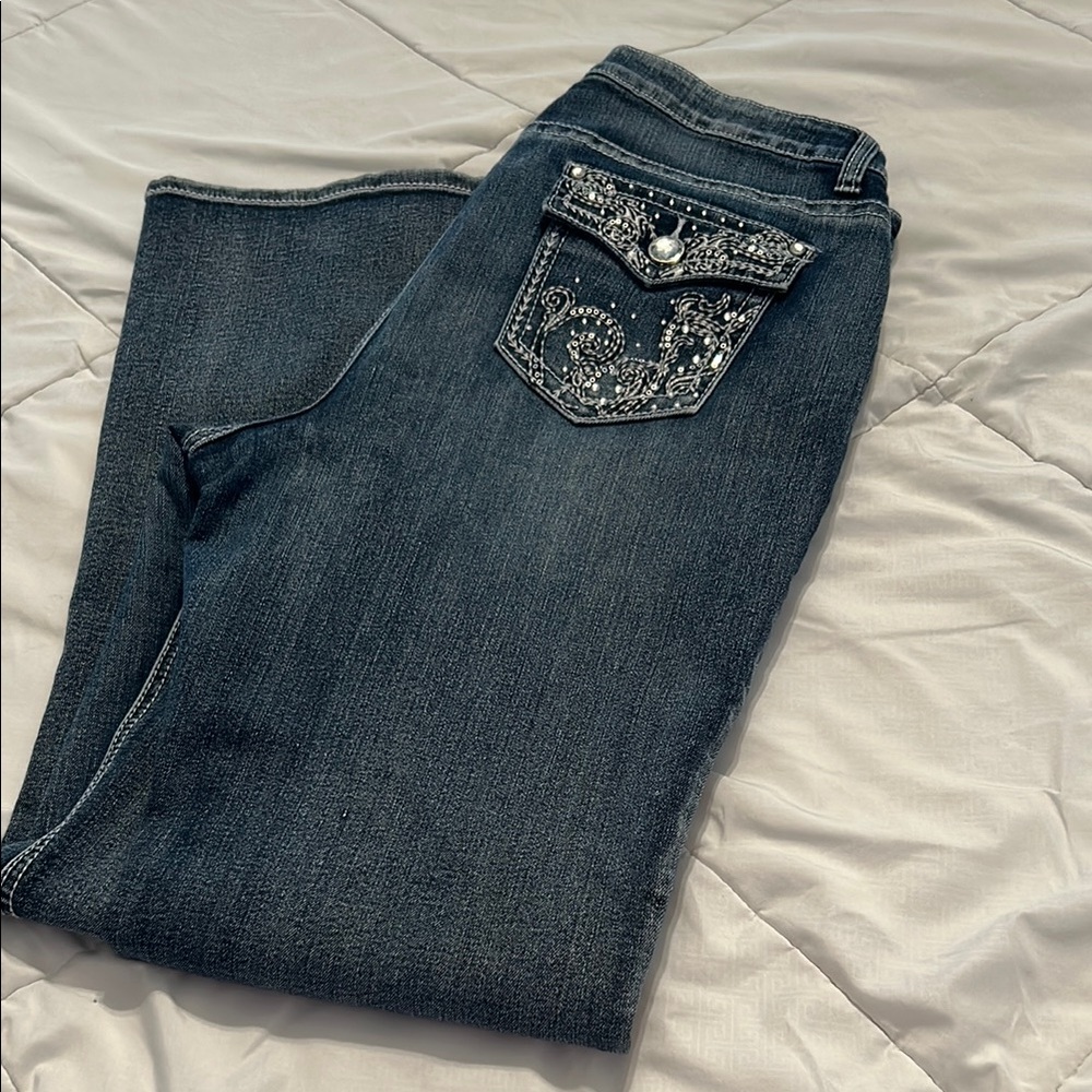 Cato Women's Boot Cut Blue Jeans with Bling - Picture 6 of 6